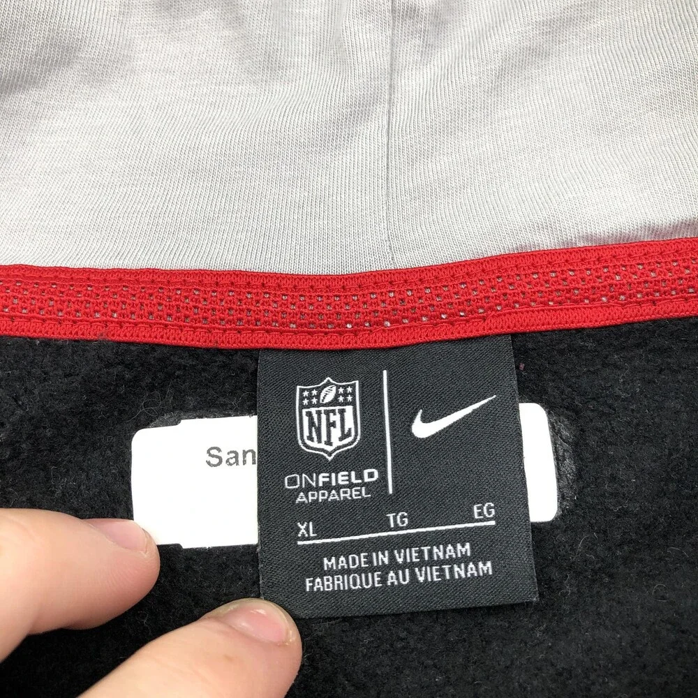 San Francisco 49ers Hoodie Sweatshirt Mens XL Black NFL Football Nike On Field